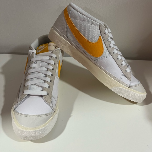Nike White and Yellow High-Top Sneakers - Picture 1 of 3